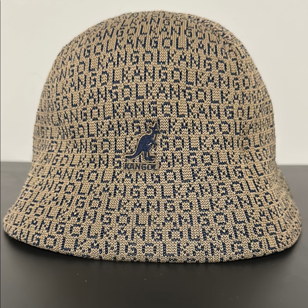 Vintage Kangol Tan and Blue Monogram Bucket Hat